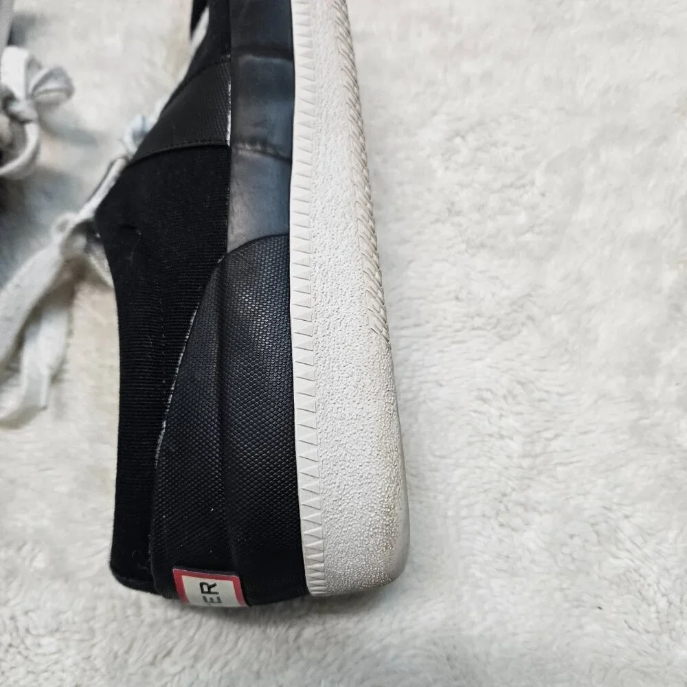 Hunter Black Canvas White Low Top Sneakers Men 12‎ Casual Classic Everyday Basic